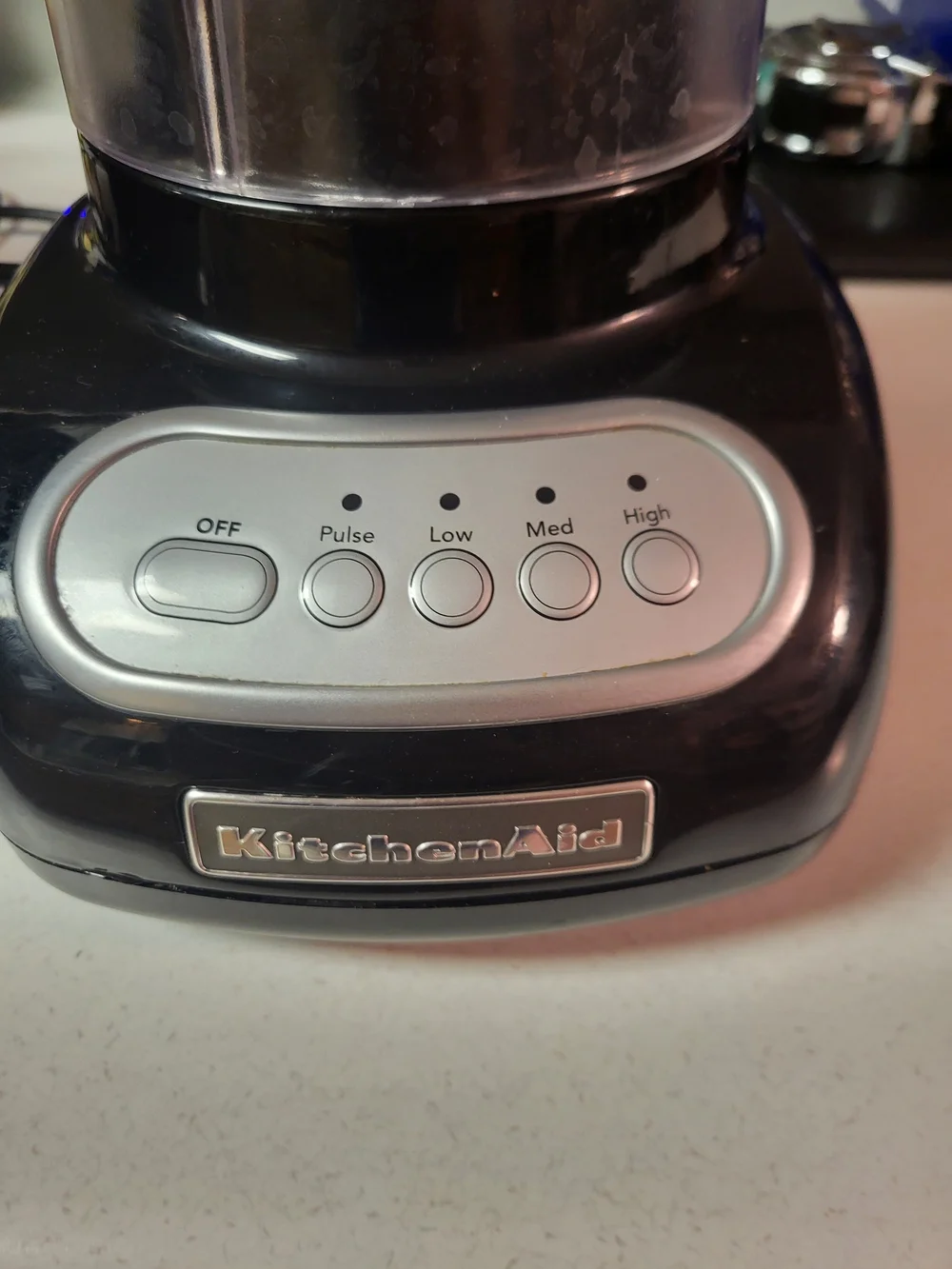 KitchenAid Black and Clear Countertop Blender with White Lid